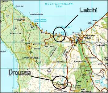 Map of Drouseia to Latchi cycle route